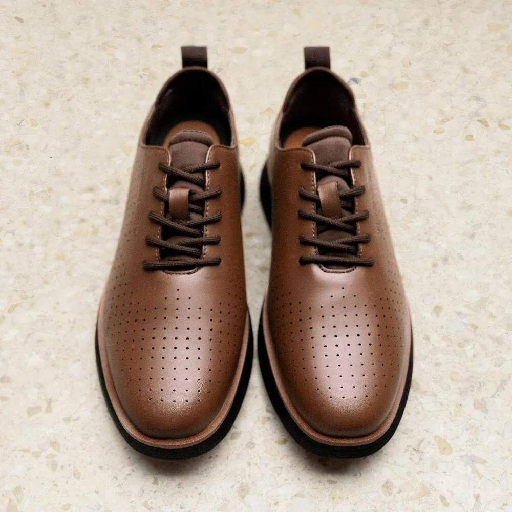 ⚡ Men's Brown Max Flex Fashion Dress Sneakers Oxfords Classic Casual Shoes